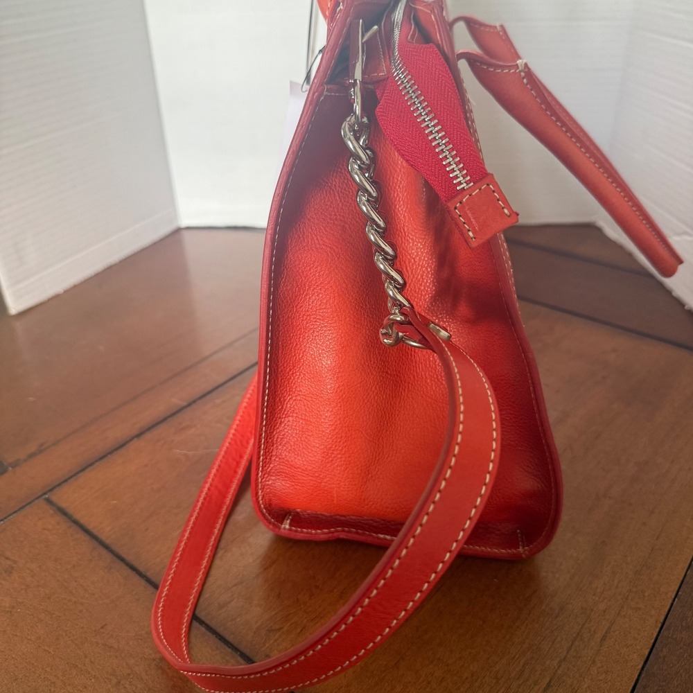 Cavalcanti Red Ombre Italian Leather Satchel Handbag Crossbody Made in Italy NEW - Picture 6 of 11